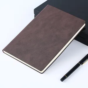 Soft Cover Leather School Student Notebook A5 Leather Journal Notebook With Front Logo