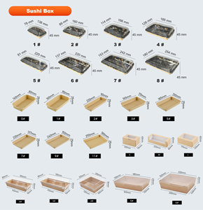 Barquette à <span class=keywords><strong>sushi</strong></span> à emporter en kraft biodégradable et recyclable, rectangulaire, avec couvercle en PET, jetable, qualité alimentaire, personnalisable, gaufrage, vente en gros - Product Image 2