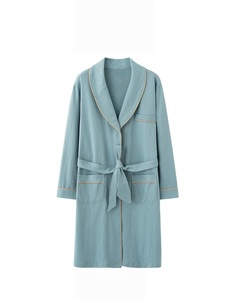 Robe de chambre longue à manches longues pour femme, en coton uni, pour le printemps et l'<span class=keywords><strong>automne</strong></span>, robe de chambre pour hôtel, robe de chambre de salon de beauté - Product Image 2