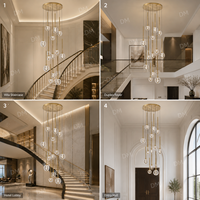 Lustre moderne de luxe pour villa, escalier, hall d'hôtel, entrée de duplex, hall d'accueil, éclat chaleureux, design élégant, suspension multiple, intérieur
