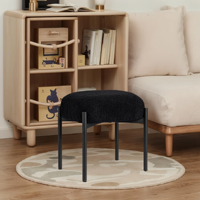 Tabouret de vanité en fausse fourrure Chaise Tabourets de maquillage pouf doux Repose-pieds multifonctionnel rembourré en fourrure