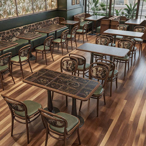 Cabina de restaurante comercial verde oscuro Retro XZY, juego de sofá de Banco medio redondo para 4-6 asientos para espacios de comedor temáticos occidentales asiáticos - Product Image 3