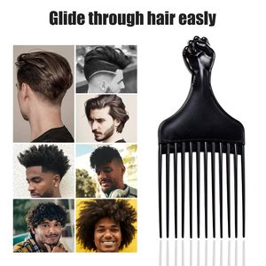 Prix d'usine, vente en gros, brosse à cheveux afro professionnelle à dents larges en plastique, peigne courant pour salon de beauté, avec logo personnalisé - Product Image 5
