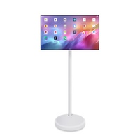 Pantalla de Señalización Digital Blanca de 23.8/27/32 Pulgadas, Televisor Inteligente Portátil con Pantalla Táctil Giratoria, Monitor Android 12 LED 4K