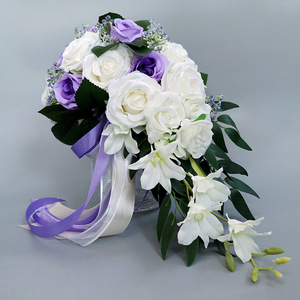 <span class=keywords><strong>Bouquet</strong></span> de <span class=keywords><strong>mariée</strong></span> 2026 – Fleurs artificielles de roses blanches pour décoration de mariage - Product Image 3