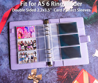 Reliure A5 à 6 anneaux avec pochettes pour cartes de visite et emplacement pour mémo, lot de 50, 300 pochettes ultra-transparentes pour photocartes