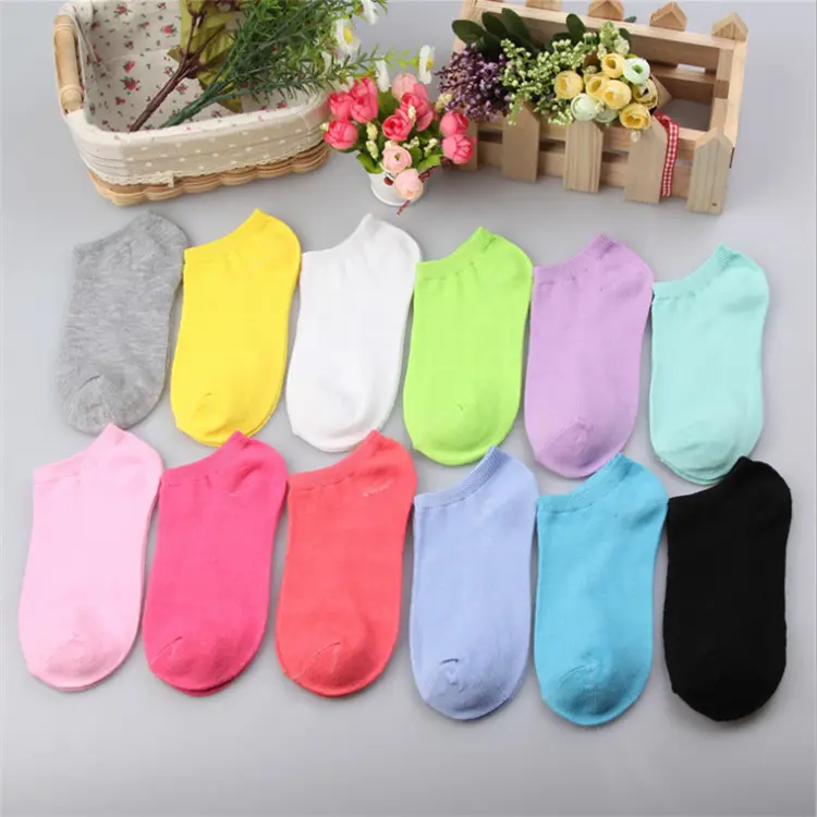 HF Hot selling cheap candy colour women boat socks fashion versatile étudiante pure colour cheville chaussettes