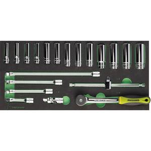 Fasano <b>Socket</b> Set 18 Piece 3/8 Inch Drive Metric Chrome Vanadium Steel Automotive Repair Tools - Product Image 1