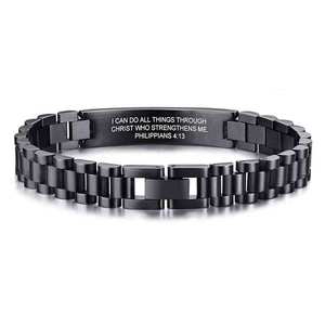 Pulsera de Acero Inoxidable para Hombre con Cruz y Bandera, 10mm, Grabada, Cadena de Reloj, Joyería, Regalo, Plata, Oro, Negro, Dos Tonos - Product Image 5