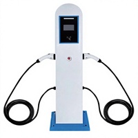 Station de recharge rapide pour véhicules électriques AC commerciale 14 kW, double prise Type 2, 32A, chargeur intelligent RFID à montage au sol pour hôtel, bureau