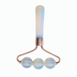 เครื่องนวดหน้า 3 ลูกกลิ้ง โอปอลสโตน สีโรสโกลด์ พร้อมด้ามจับหินธรรมชาติ - Product Image 2