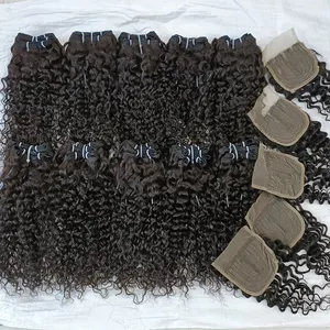 Letsfly Bundles Deals Deep Wave Bundles with Machine Made Closure Human Hair Free Gift Brazilian Hair For 5 Head Free Shipping