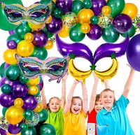 Set de Decoraciones de Mardi Gras, Globos de Papel de Aluminio con Forma de Luna y Estrella para el Martes Grueso, Guirnalda de Globos de Mardi Gras