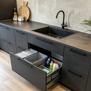 CBMmart Hot Selling Matt Dark Grey <strong>Kitchen</strong> Cabinet Built In Oven Open Storage Custom <strong>Kitchen</strong> Island Cabinet - Product Image 5