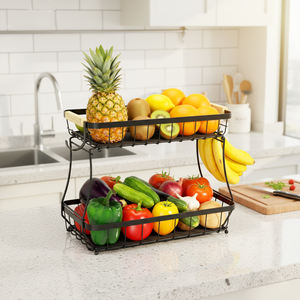 <span class=keywords><strong>Frutero</strong></span> Negro de <span class=keywords><strong>Dos</strong></span> Niveles para Encimera de Cocina, Almacena Verduras y Alimentos Secos - Product Image 3