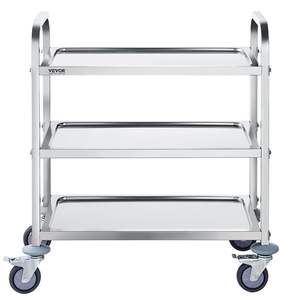 3-Layer Stainless Steel Utility <b>Storage</b> Cart 400 Lbs <b>Weight</b> Capacity Lockable Medical Cart Universal Wheels for Lab Clinic - Product Image 1