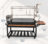 Barbecue argentin Santa Maria, station de grillade robuste au charbon de bois avec système de hauteur réglable, pour cuisson en extérieur