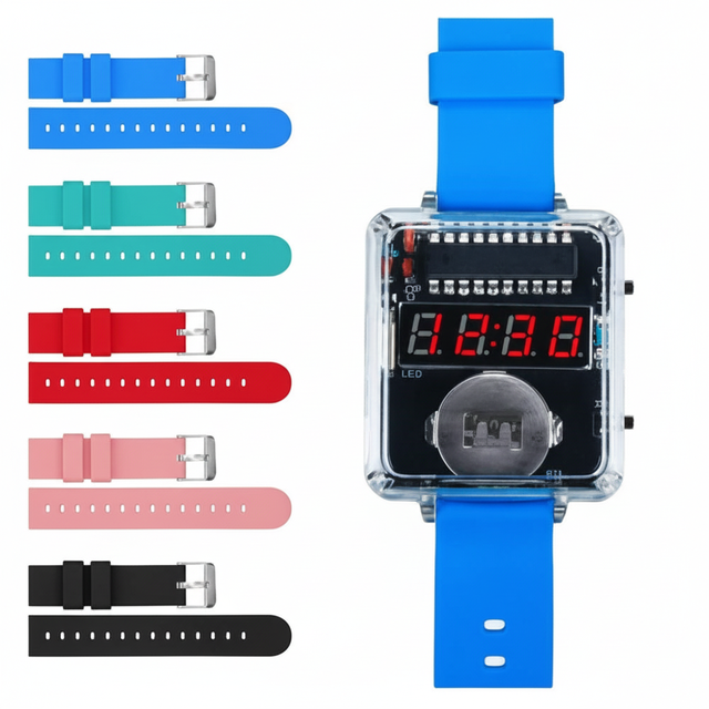 LED DIY Electronic Watch Kit Digital Tube Clock Soldering Assembly Silicone Strap Display System Accessories Model APL1219 China