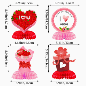 DAMAI I Love Mother's Day Centre de Table Thème Fête des Mères Décoration de Fête pour la Saint-Valentin - Ornements Cœur Fleur Nid d'Abeille Boule - Product Image 4