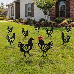 Decoración de Jardín, Juego de 5 Piezas, Estacas de Metal con Forma de Gallinas, Adornos de Jardinería, Acrílico Negro, Arte de Gallinas Negras, Regalo de Jardinería - Product Image 4