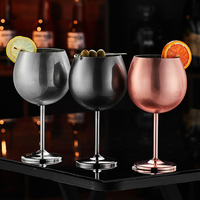 Verre à vin élégant et incassable de 700 ml (23 oz) en acier inoxydable, en forme de ballon, écologique, compatible lave-vaisselle, pour l'extérieur, martini, cocktail