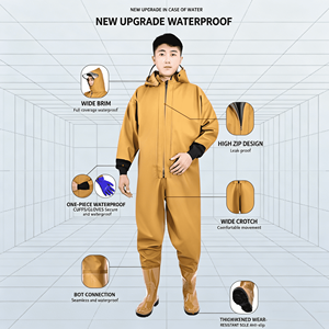 Overoles <span class=keywords><strong>de</strong></span> Pesca Impermeables <span class=keywords><strong>de</strong></span> PVC Reforzado con Capucha, <span class=keywords><strong>de</strong></span> Alta Resistencia, con Logotipo Personalizado, 5000-10000mm, Botas y Guantes Incluidos - Product Image 3