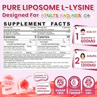 Gummies de L-Lysine Liposomale à Haute Absorption 1200mg – Soutien Immunitaire, Soin de la Peau, Acide Aminé Végétalien, Sans Sucre – Complément Santé