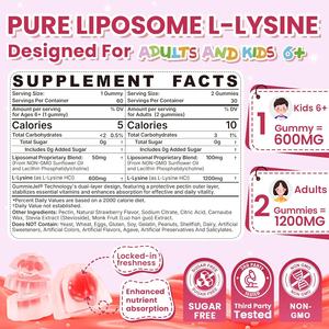 Gomitas de L-Lisina Liposomal de Alta Absorción 1200mg, Apoyo Inmunológico, Cuidado de la Piel, Aminoácido Vegano, Sin Azúcar, Suplemento para la Salud - Product Image 4