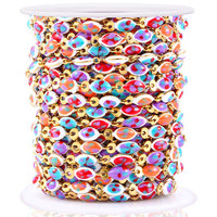 Cadena de eslabones de acero inoxidable con baño de oro PVD de 18K al por mayor, cadena de cable con esmalte de pez para pulseras, collares y accesorios de joyería.
