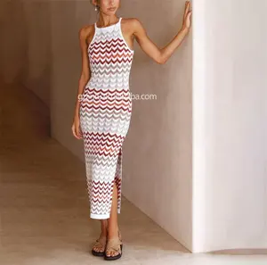JINRU verão personalizado crochê Tropical plus size mulheres vestidos casuais elegante malha maxi praia cover up dress
