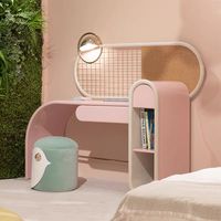 Escritorio Infantil para Niña, Estudiante de Primaria, con Luz, Escritorio de Estudio para Apartamento Pequeño, Escritorio de Computadora para Habitación de Princesa Rosa