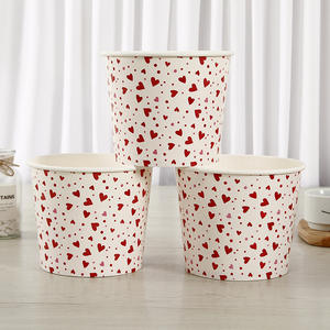 YBLPAK Seau à collation jetable avec logo cœur imprimé, emballage alimentaire, bac en papier OEM pour servir biscuits, chocolat, bonbons - Product Image 1
