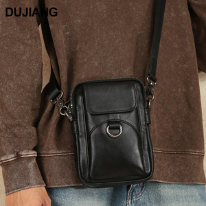 กระเป๋าคาดลำตัวผู้ชาย Dujiang หนังแท้ สีดำ ทนทาน ใช้ได้ทุกวัน - Product Image 1