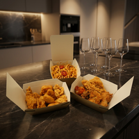 Boîte à emporter carrée en papier jetable avec logo personnalisé, bol en papier kraft micro-ondable pour pâtes, salades, aliments, boîte à lunch étanche de qualité alimentaire