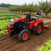 Mini tracteur cultivateur 4x4 à quatre roues motrices, 15 chevaux, démarrage électrique, petite roue, produit d'exportation avec composant moteur principal