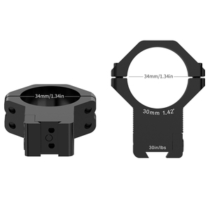 WestHunter WH-211 34mm Scope Rings For 11mm Dovetail Rail - Includes 1" & 30mm Adapters, 36mm Center Height