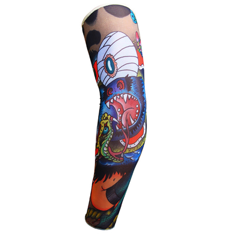 Оптовая продажа, дешевые дизайнерские эластичные рукава из спандекса с принтом черепа для детей, нейлоновые рукава с татуировкой на Хэллоуин