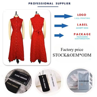 HK73988 Robes d'été pour femmes, style décontracté et élégant, à col montant, sans manches, ajustées, fendues, à motif floral, pour le bureau - Ventes Flash