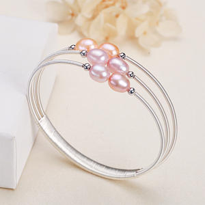 Pulsera de Perlas de Agua Dulce Auténticas Hechas a Mano en el Lago Zhuji Shanxia para Mujer, Pulsera Enrollada con Forma de Arroz, Joyería con Dije de Moda - Product Image 4