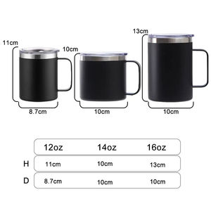 Mug isotherme en acier inoxydable de 16 oz avec logo personnalisé, couvercle et poignée, pour le bureau ou le camping - Vente en gros - Product Image 5