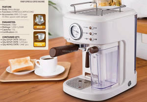 Thema Compteur de pression manche en bois 2in1 Machine à café expresso haute pression café <span class=keywords><strong>et</strong></span> lait avec réservoir de cruche de boîte à lait - Product Image 6