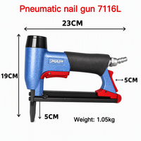 Agrafeuse pneumatique industrielle à couronne large en acier (Modèle XJP7116) ; Capacité de 190 agrafes ; Compatible avec des longueurs d'agrafes de 4 mm à 16 mm