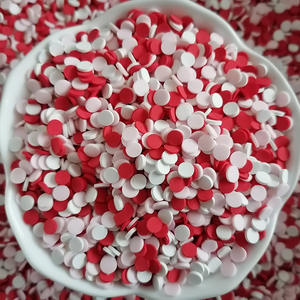Slime Sprinkles en argile polymère pour bricolage, 1kg, rose, rouge, blanc, mélange de cercles ronds, confettis - Product Image 4