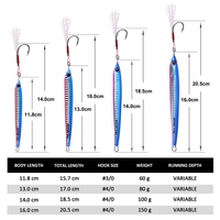 Goture Leurre de pêche vertical en métal à descente rapide et luminescent 60g 80g 100g 150g pour la pêche en eau salée