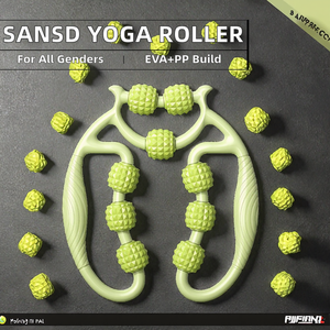 Wholesale High Quality Yoga Fitness Equipment Nine Wheels Leg Massager and Muscle <b>Roller</b> for Relaxation <b>Neck</b> Massager - Product Image 5