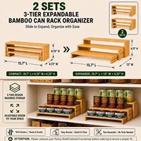 Support de rangement empilable en bambou avec séparateurs pour bocaux, idéal pour les essentiels de cuisine, de garde-manger, d'épices et de mise en conserve, pour comptoirs et étagères