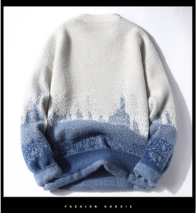 2022 Personalizado OEM & ODM Homens Camisola Mohair <span class=keywords><strong>Fuzzy</strong></span> Jacquard Manga Longa De Malha Inverno Pullover Kint Tripulação Pescoço Malhas Camisola Homens - Product Image 4