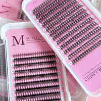 Meecil Nouveau Design Style Léger 12 Rangées Extensions de Cils Anime Préfabriquées Individuelles en Fibre PBT Faites à la Main Base Affûtée Plateaux