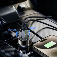 Chargeur de voiture rapide à double port de charge Type C PD45 30W, adaptateur d'alimentation USB-C pour téléphone portable