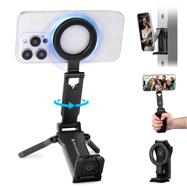 K&F Concept 360° Rotating Magnetic Phone Tripod 4-in-1 Portable Aluminum Magnetic Tripod for iPhone 17/16/15/14 Pro Max